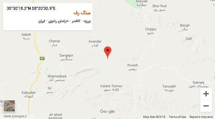 روستای سنگ رف بر روی نقشه
