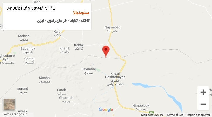 روستای سنجدبالا بر روی نقشه