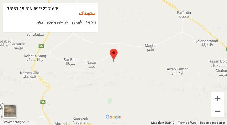 روستای سنجدک بر روی نقشه