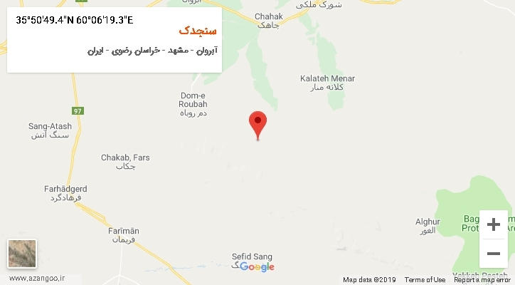 روستای سنجدک بر روی نقشه