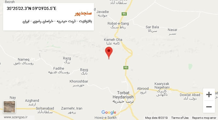 روستای سنجدپور بر روی نقشه