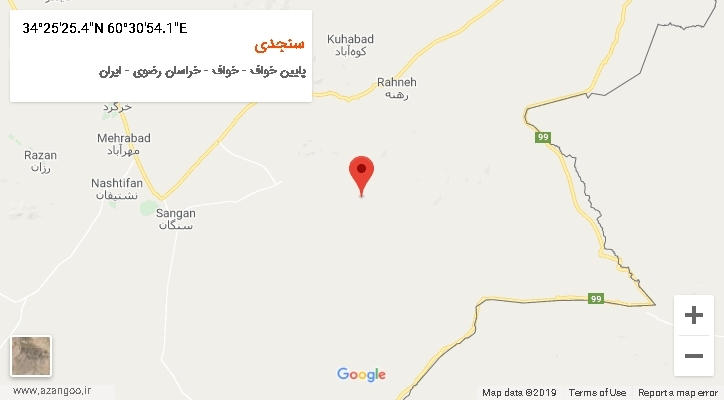 روستای سنجدی بر روی نقشه