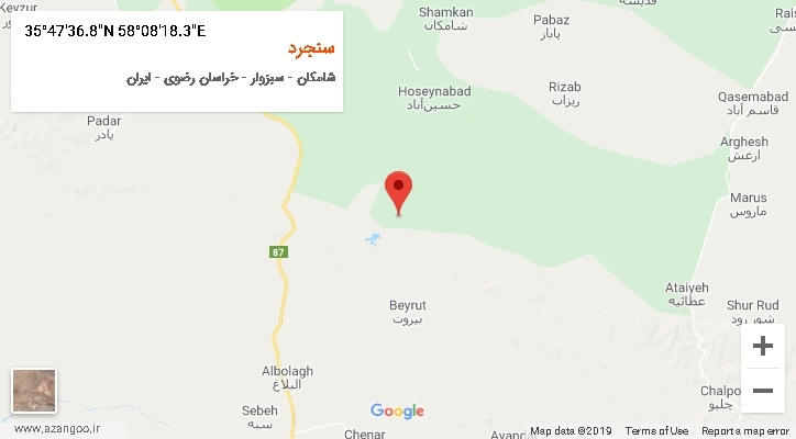 روستای سنجرد بر روی نقشه