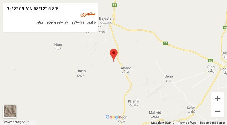 روستای سنجری بر روی نقشه