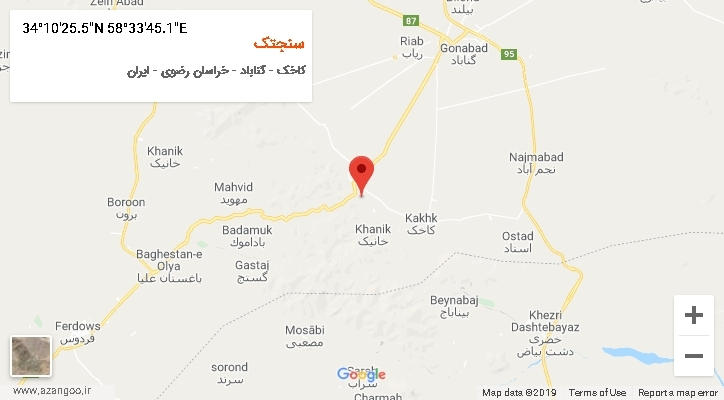 روستای سنجتک بر روی نقشه