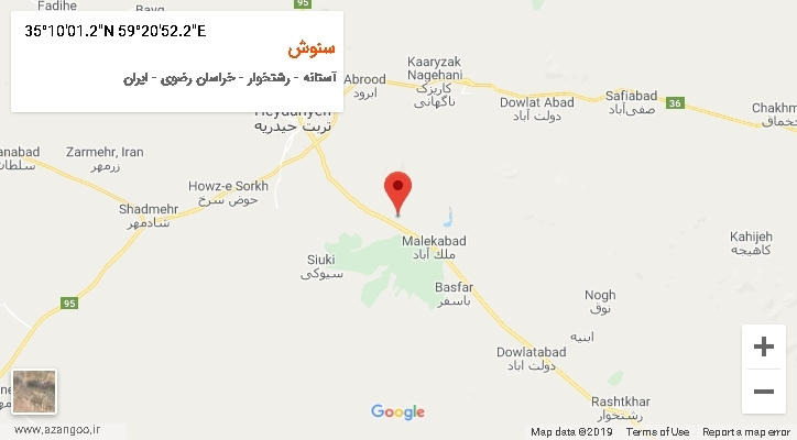 روستای سنوش بر روی نقشه