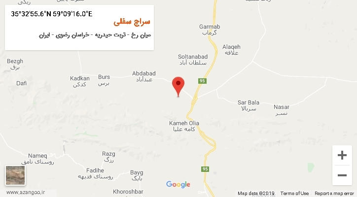 روستای سراج سفلی بر روی نقشه