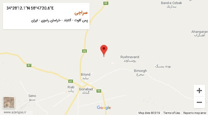روستای سراجی بر روی نقشه