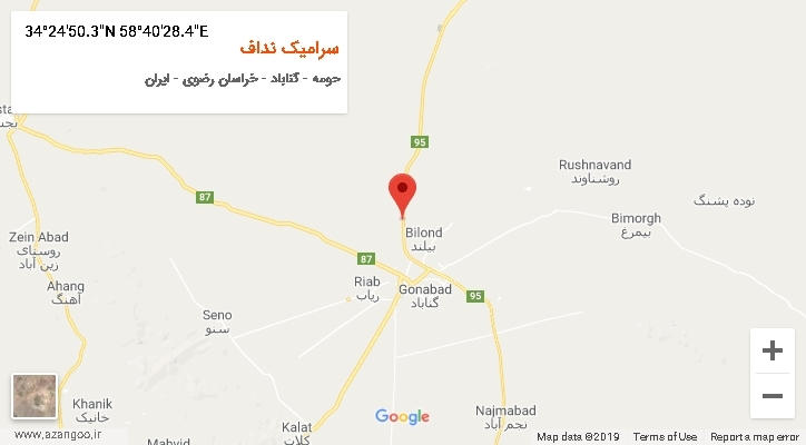 روستای سرامیک نداف بر روی نقشه