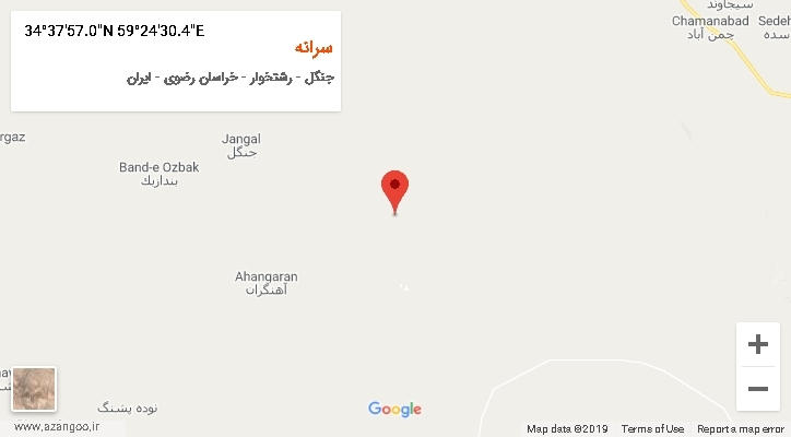 روستای سرانه بر روی نقشه