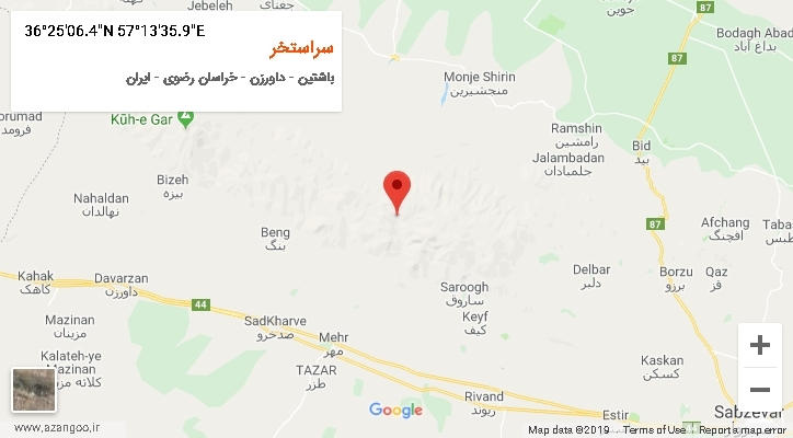 روستای سراستخر بر روی نقشه