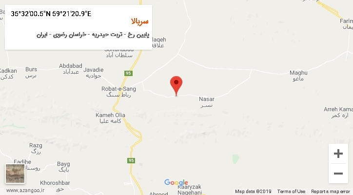 روستای سربالا بر روی نقشه