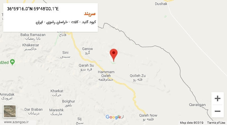 روستای سربند بر روی نقشه