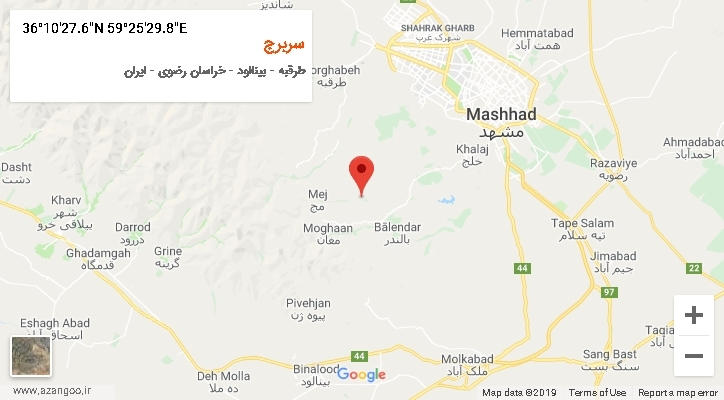 روستای سربرج بر روی نقشه