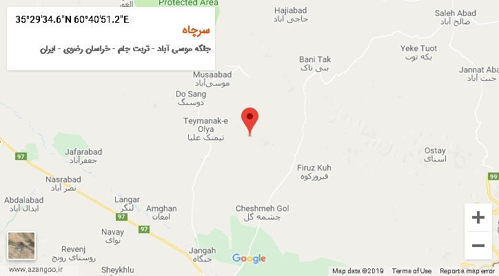 روستای سرچاه بر روی نقشه