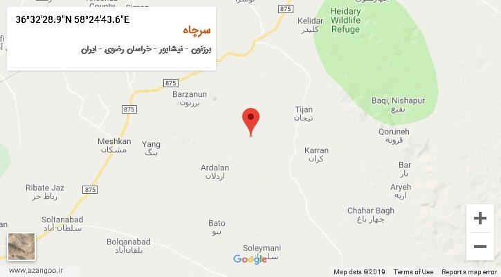 روستای سرچاه بر روی نقشه