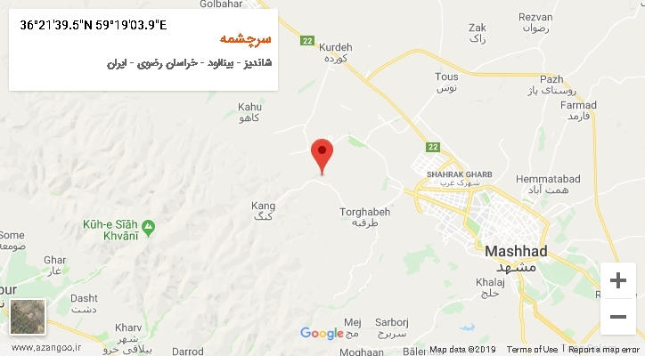 روستای سرچشمه بر روی نقشه