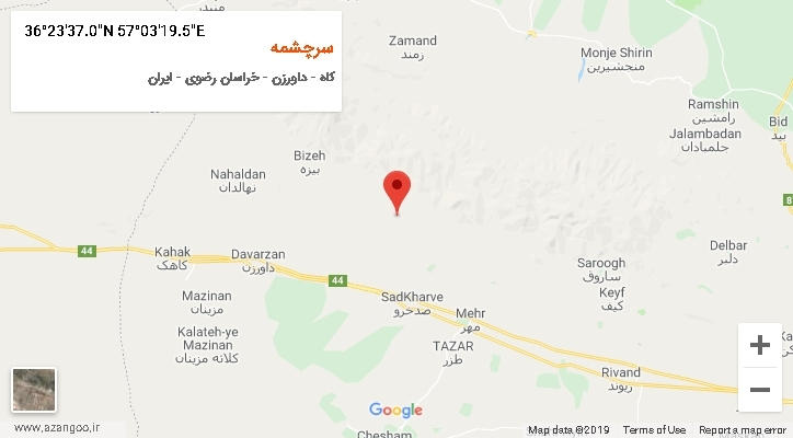 روستای سرچشمه بر روی نقشه