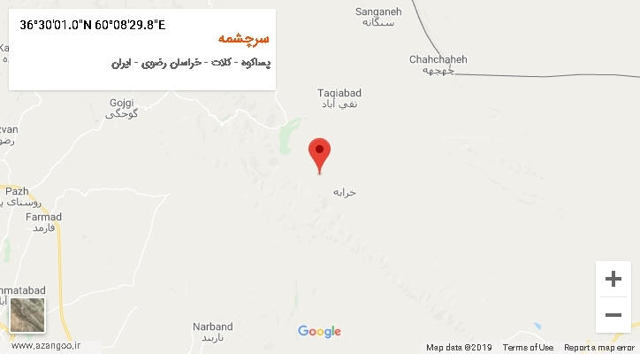 روستای سرچشمه بر روی نقشه
