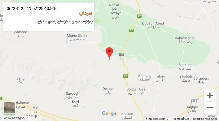 روستای سرداب بر روی نقشه