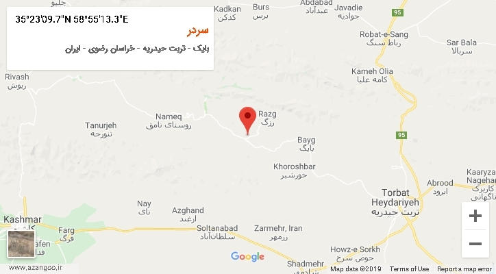 روستای سردر بر روی نقشه