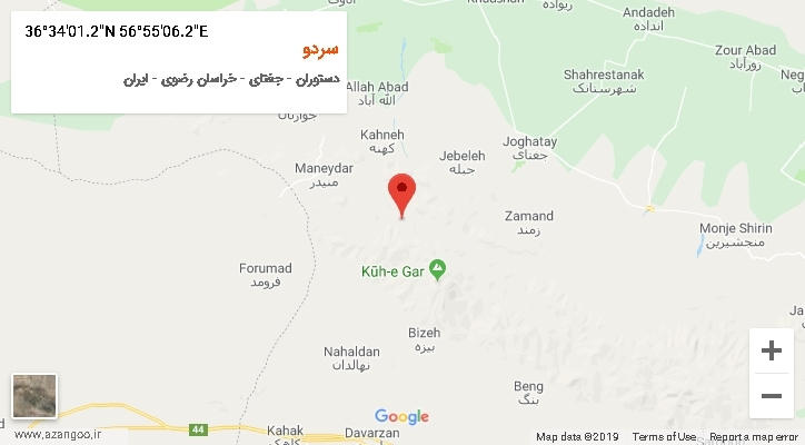 روستای سردو بر روی نقشه