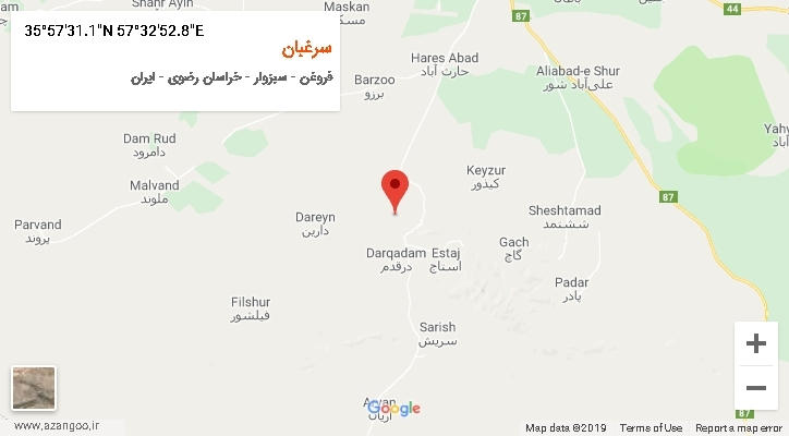 روستای سرغبان بر روی نقشه