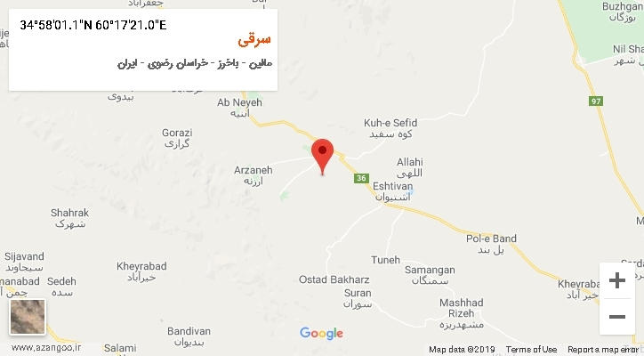 روستای سرقی بر روی نقشه