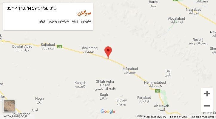 روستای سرگلان بر روی نقشه