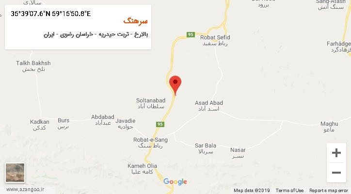 روستای سرهنگ بر روی نقشه