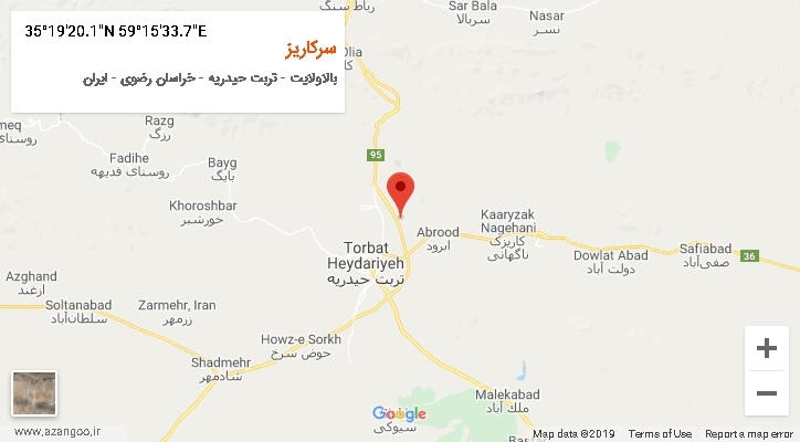 روستای سرکاریز بر روی نقشه