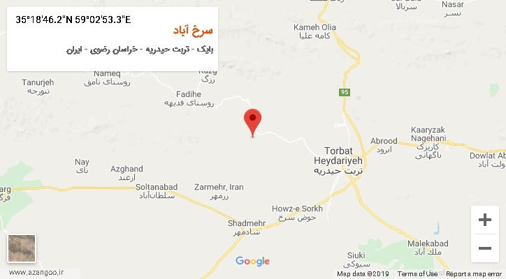 روستای سرخ آباد بر روی نقشه