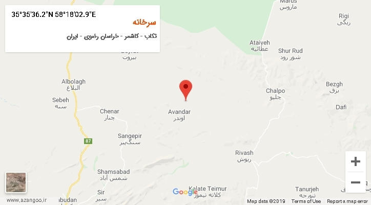روستای سرخانه بر روی نقشه