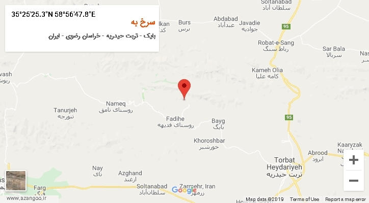 روستای سرخ به بر روی نقشه