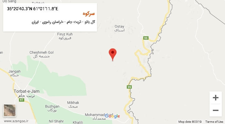 روستای سرکوه بر روی نقشه