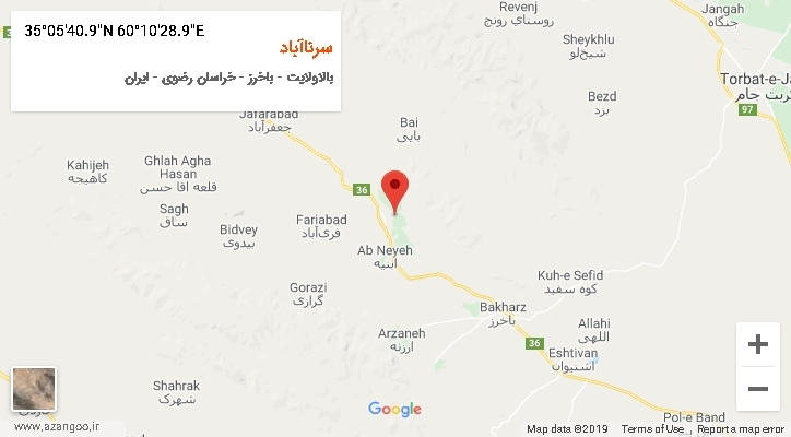 روستای سرناآباد بر روی نقشه