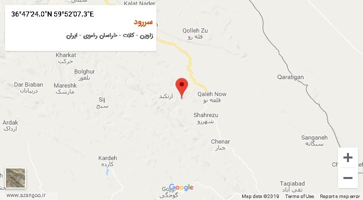 روستای سررود بر روی نقشه