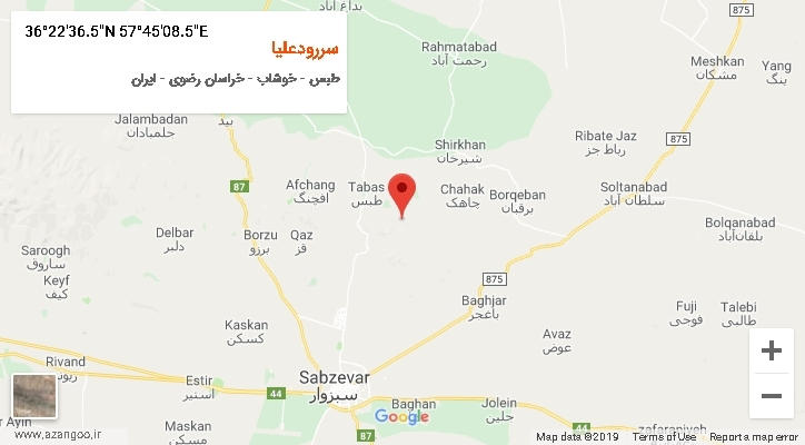 روستای سررودعلیا بر روی نقشه