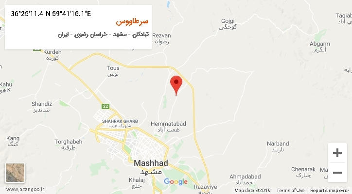 روستای سرطاووس بر روی نقشه