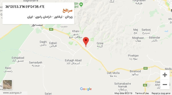 روستای سرتلخ بر روی نقشه