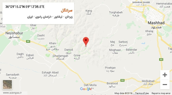 روستای سرتنگل بر روی نقشه