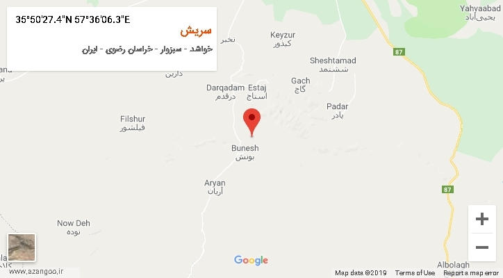 روستای سریش بر روی نقشه
