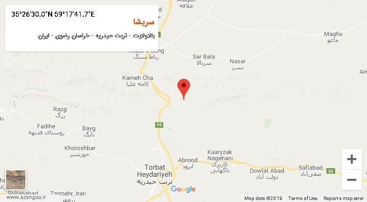 روستای سریشا بر روی نقشه