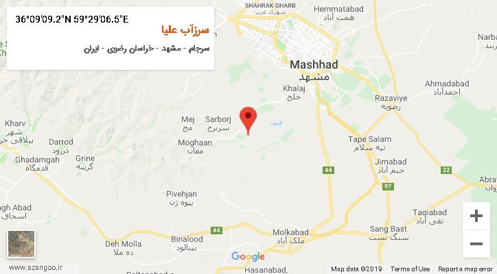 روستای سرزآب علیا بر روی نقشه