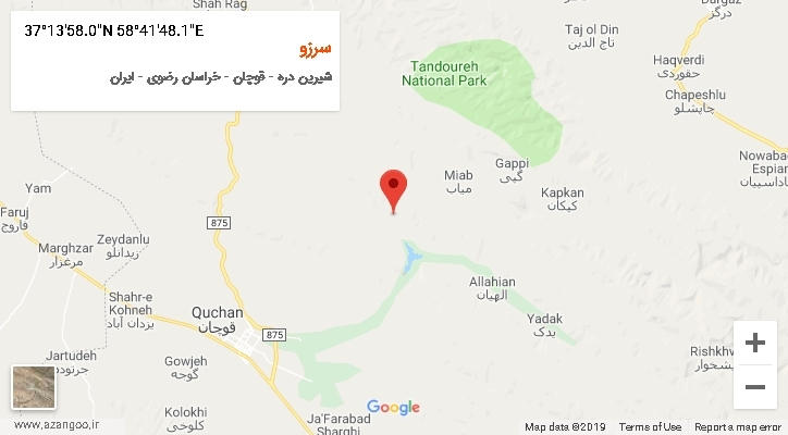روستای سرزو بر روی نقشه