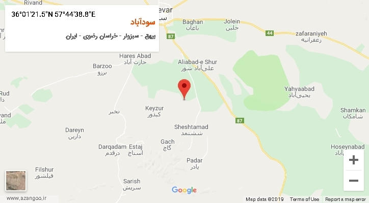 روستای سودآباد بر روی نقشه