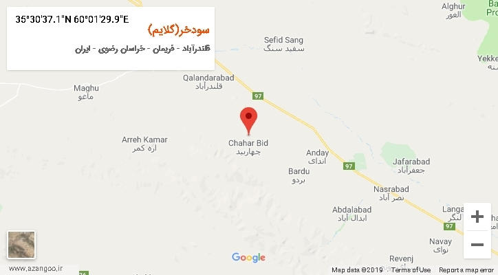 روستای سودخر(گلایم) بر روی نقشه