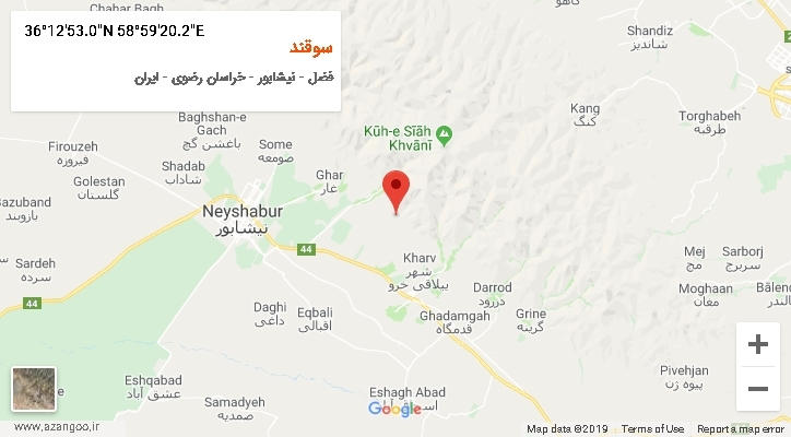 روستای سوقند بر روی نقشه