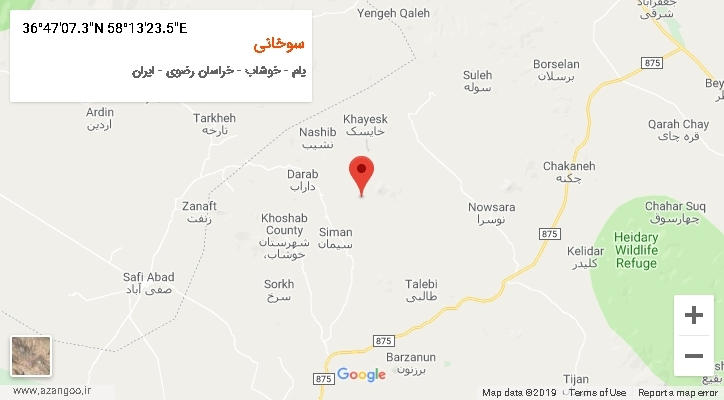 روستای سوخانی بر روی نقشه