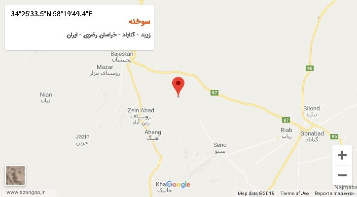 روستای سوخته بر روی نقشه